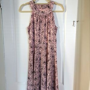 TOMMY HILFIGER Womens Midi Dress, pink with black flower outline, size 2